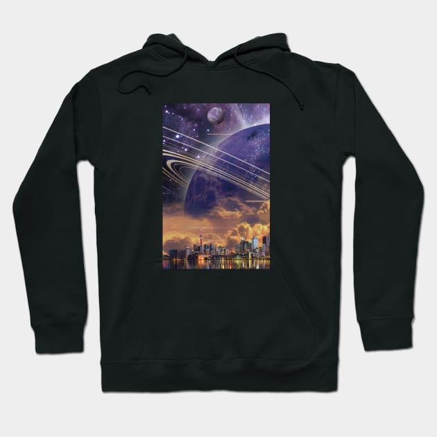 Surreal Toronto Space Skyline Hoodie by DavidLoblaw